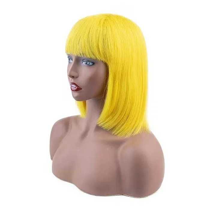 Жълта перука 100% естествен косъм