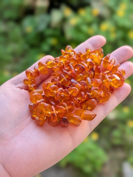 Colier din chihlimbar natural culoare coniac auriu