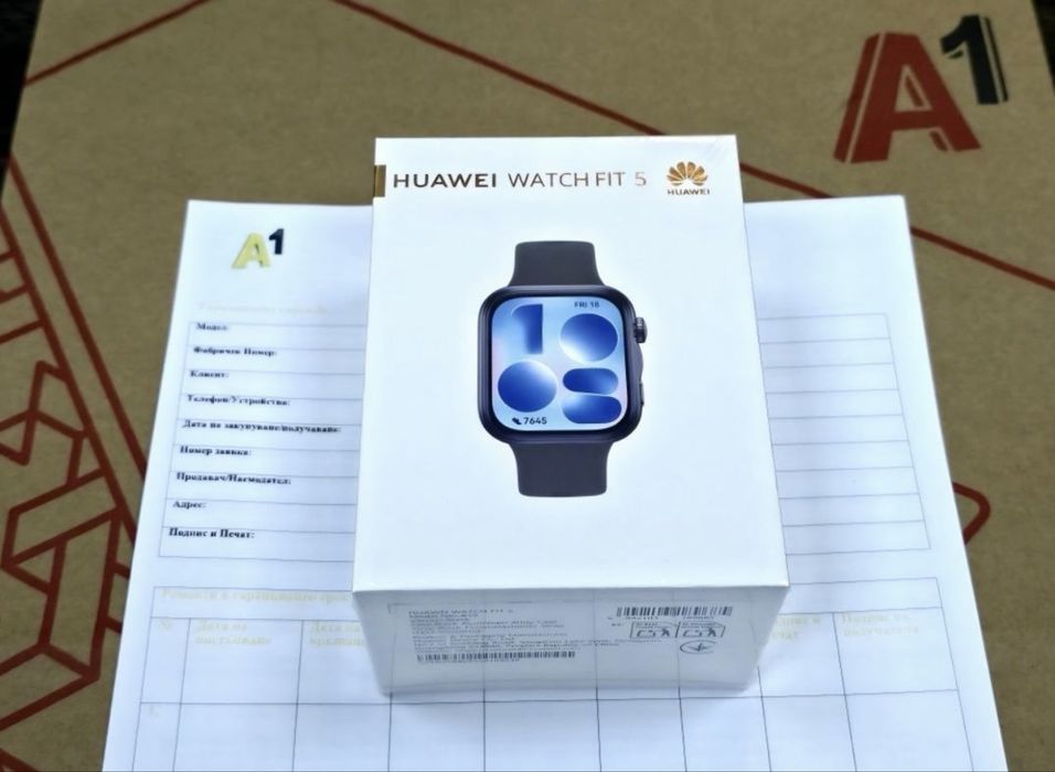 ЗАПЕЧАТАН 1.82 " Huawei watch FIT 5 Гаранция A1 2028г. Black