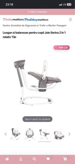 Leagăn și balansoar electric Joie Serina 2 în 1