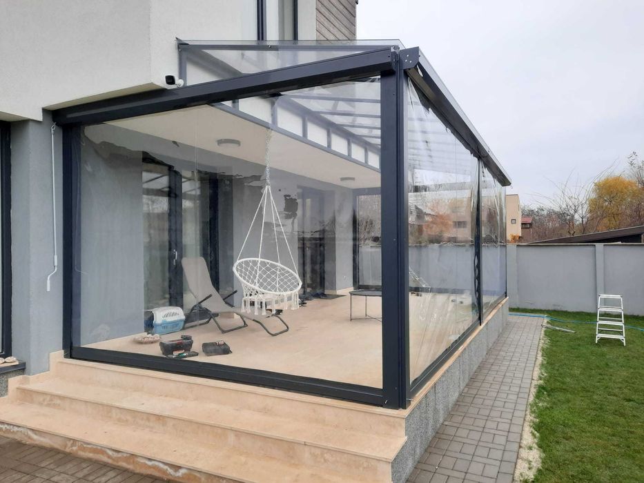 Inchidere terasa cu folie transparenta/rulou simplu /rulou casetat