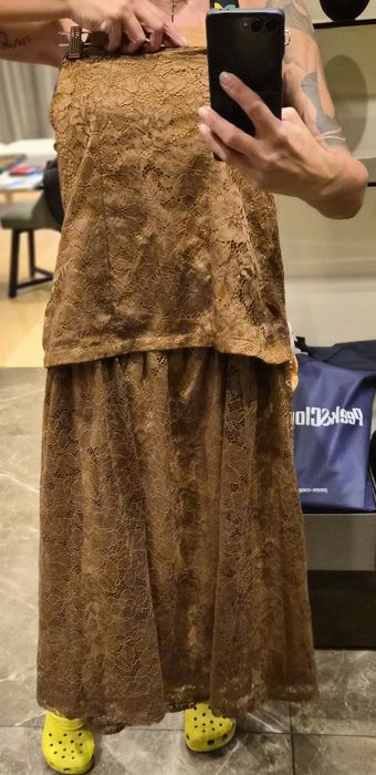 кафява дантела  рокля