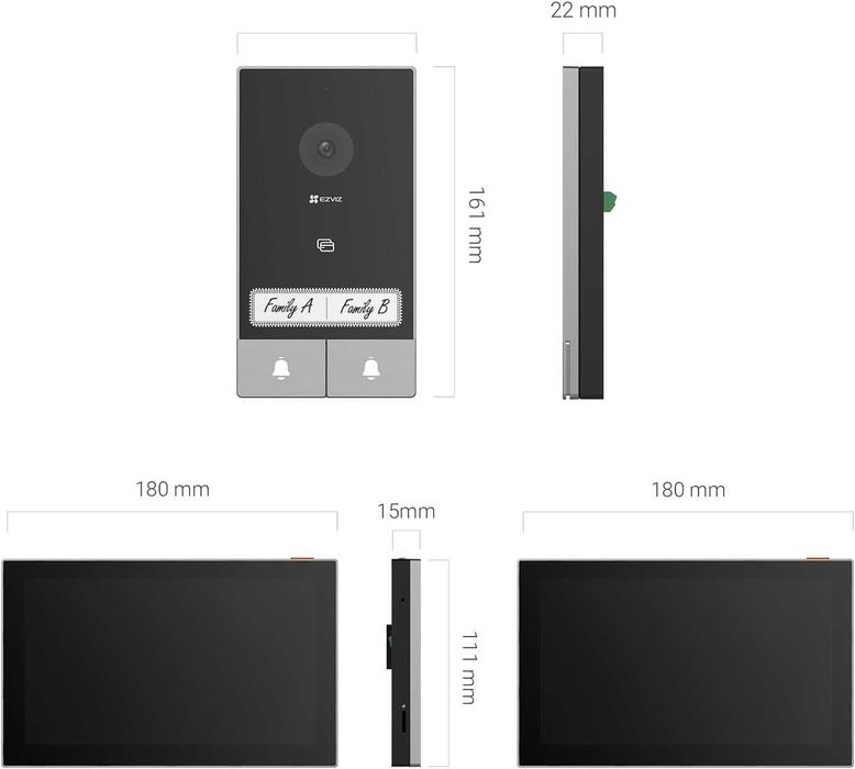 Смарт Видеодомофон EZVIZ HP7 (2Family Kit) За две семейства (2 екрана)