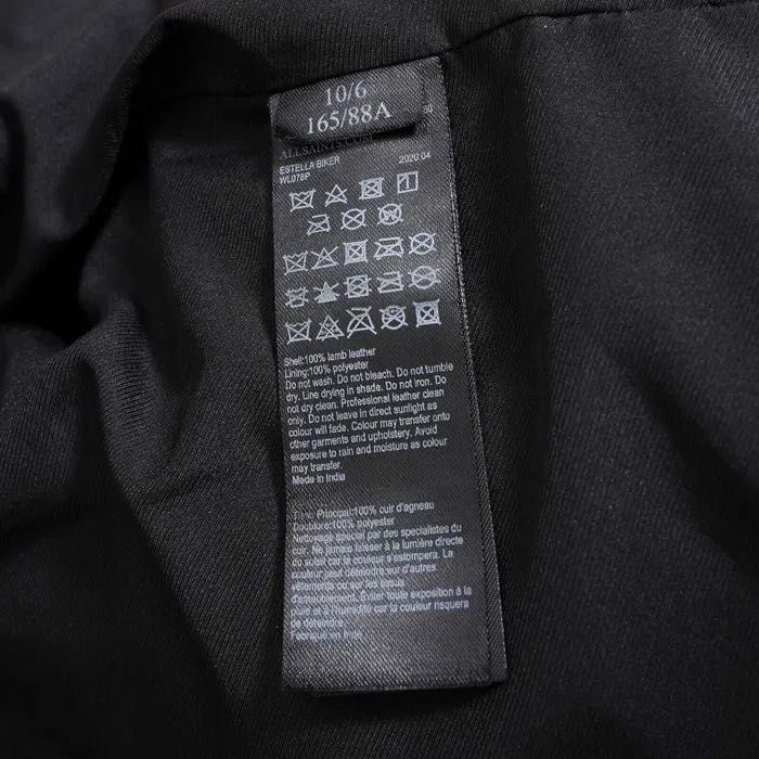 AllSaints Estella Дамско Кожено яке Агнешка Кожа Черно Medium UK 10