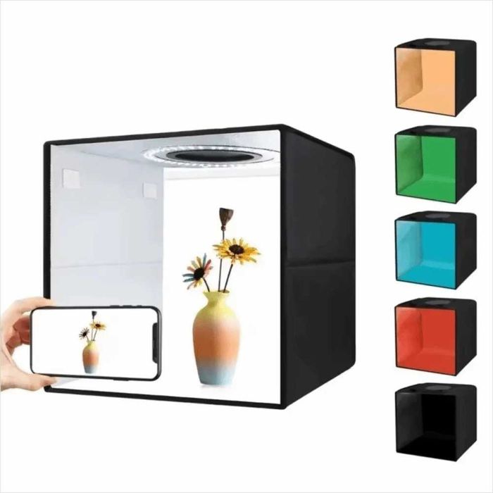 Lightbox portabil PULUZ 25cm cub foto cu LED pt fotografie de produs