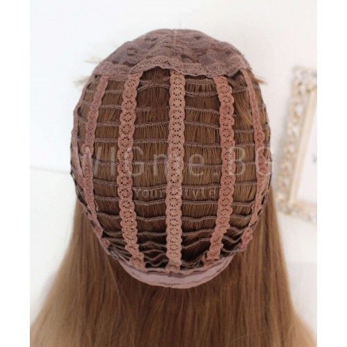 Дълга светлокестенява омбре перука на вълни с бретон Софи