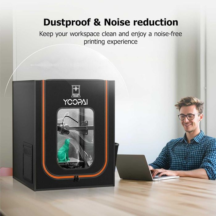 Carcasă Imprimantă 3D YOOPAI Enclosure 750x700x900mm Ignifugă pt Ender 5 Plus CR-10 S Pro Termostatată Slot LED Inclus Dustproof Fireproof Cover Mare