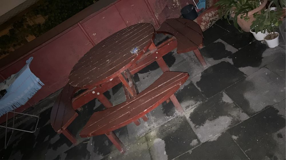 Masa lemn masiv tare stabila rezistenta lacuita terasa marimi le poze