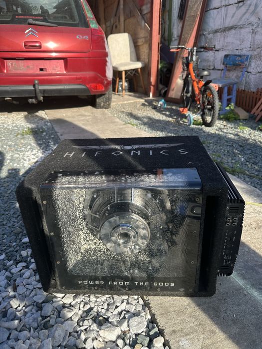 Subwoofer auto Hifonics + amplificator Magnat – sistem complet bass puternic