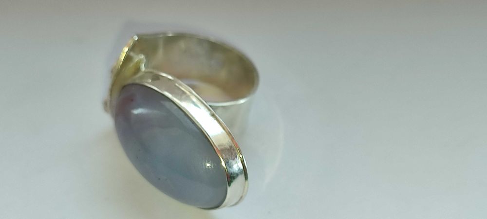 Оригинальное кольцо с камнем ГОЛУБОЙ АГАТ