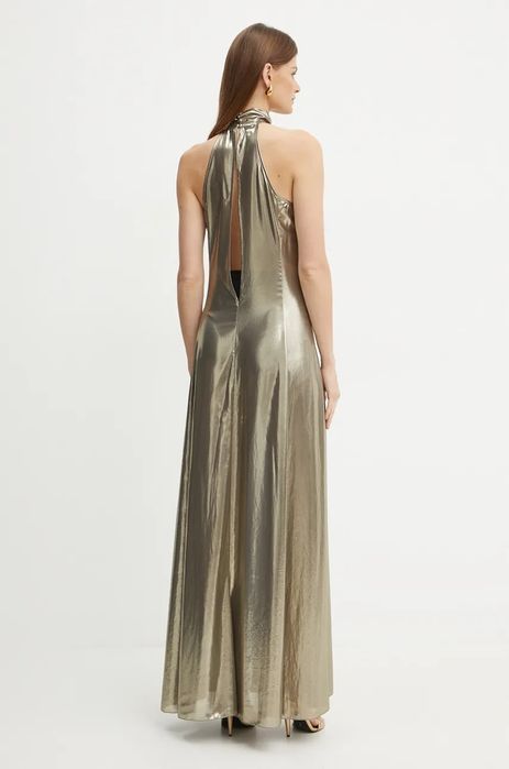 Златна дълга рокля Patrizia Pepe, ламиниран плат с блясък,размер XS/S!