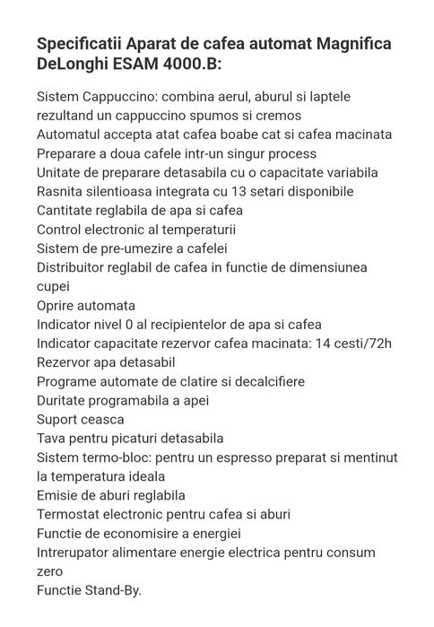 Espresor DeLonghi Magnifica