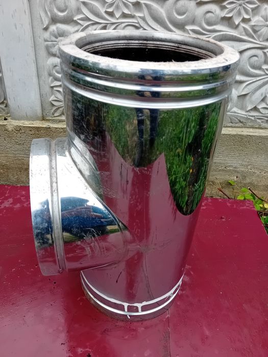 Teu coș  fum inox 200 mm