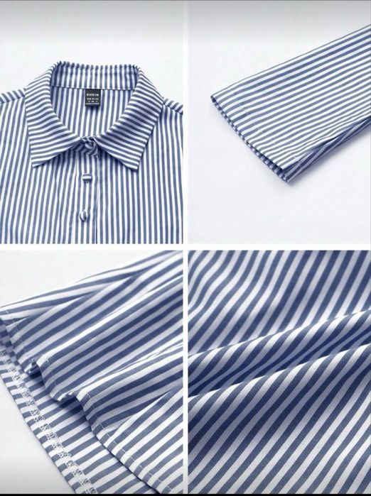 Риза с бели и сини ленти