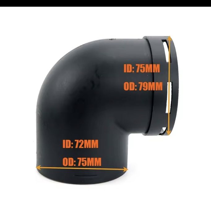 Racord cot 90 grade sirocou, incalzitor, webasto diametru 75mm