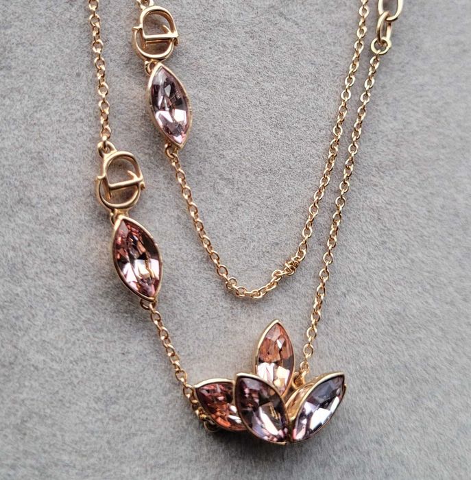 Colier și brățară  Christian Dior, cristale florale roz