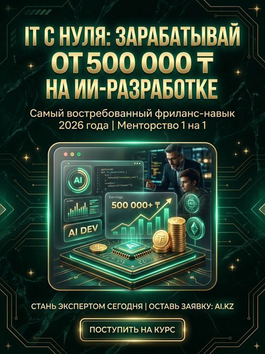 IT с нуля Зарабатывай от 500 000 тенге на ИИ разработке