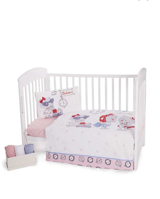 Комплект обиколници и спално бельо за бебе момиче