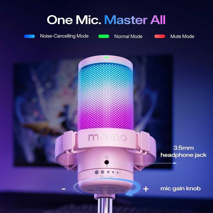 Микрофон MAONO GamerWave DGM20S Pink с рамо RGB