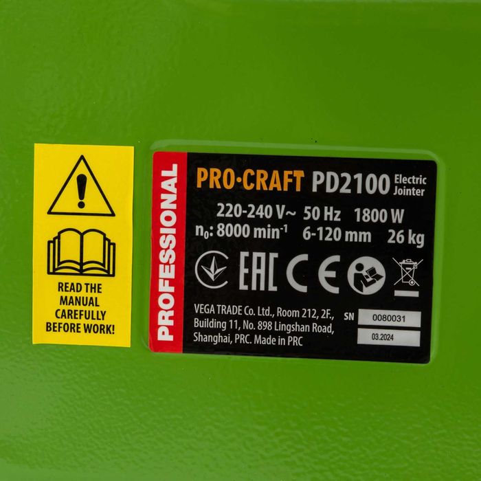 Rindea/abric cu grosime PROCRAFT  1800 W, 8000 rpm