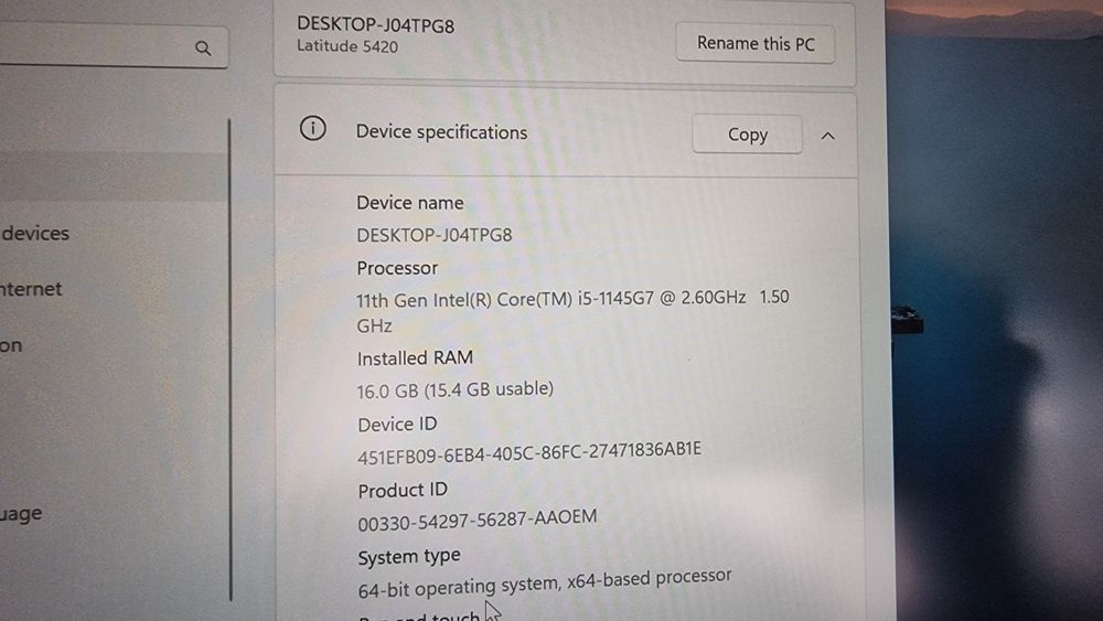 Dell Latitude 5420 14" i5-1145g7 16GB RAM 256GB SSD