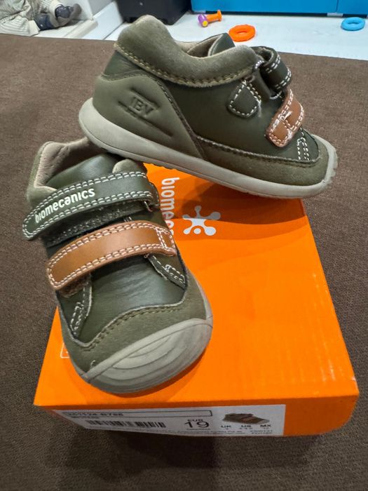 Biomecanics, pantof sport cu velcro, Kaki, 19 EU