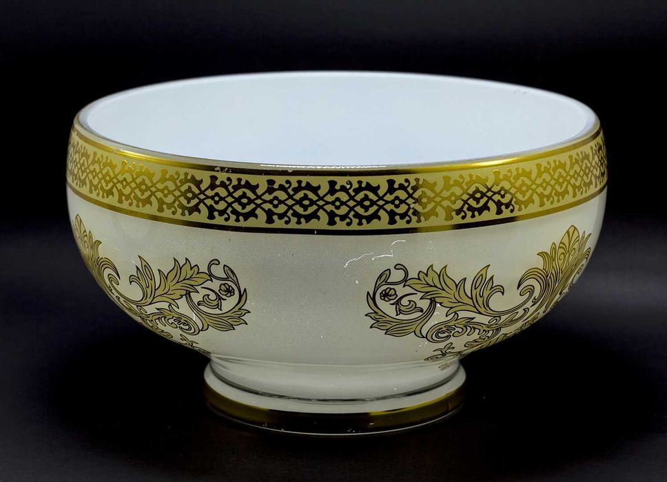 Большая современная ВАЗА под фрукты, расписанная под золото.