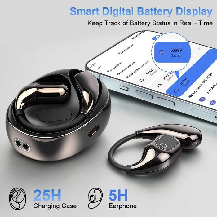 XG99 Слушалки с превод в реално време, отворени слушалки с Bluetooth 5.4, 144 езиков преводач
