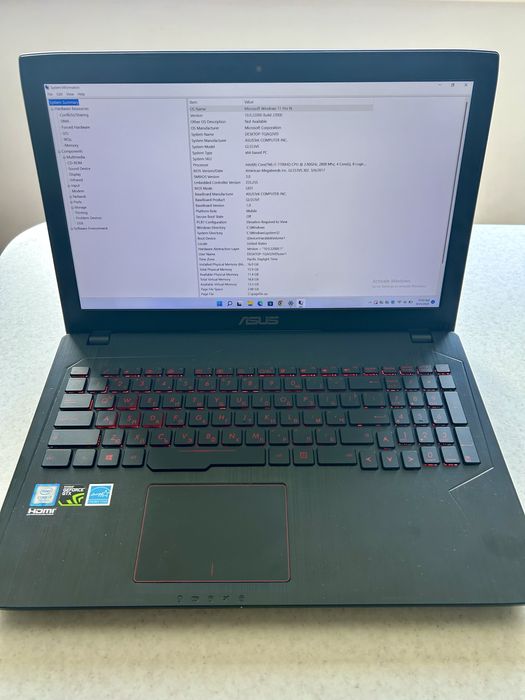 ймърски лаптоп ASUS ROG GL553VE – i7 / 16GB RAM / GTX 1050 Ti