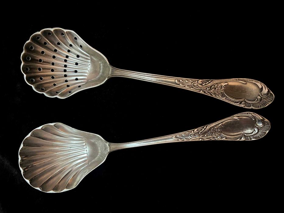 Ложки для икры и морепродуктов 2 шт. Редкие. Мельхиор с серебрением.