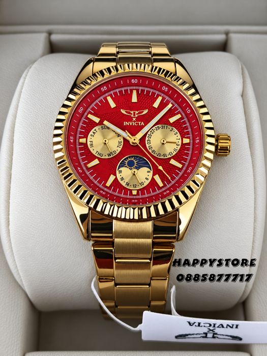 INVICTA Emerald gold red dial unisex 38 mm, Инвикта нов унисекс часовник