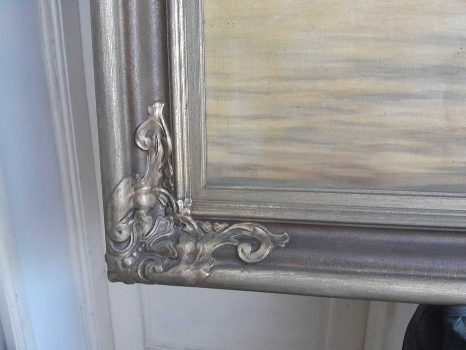 Tablou vechi, marină, dimensiuni mari, semnat - U/P