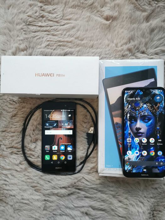 Смартфон с две sim карти Nokia 2.3, и смартфон Huawei p8lite