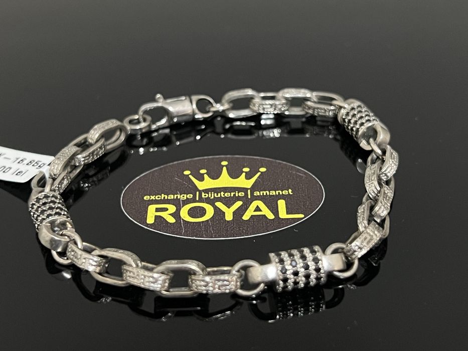 Bijuteria Royal CB : Bratara barbateasca aur alb 14k 16,85gr