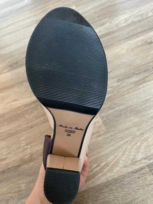 Pantofi piele toc gros