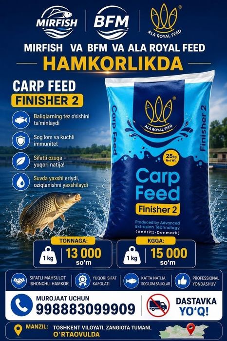 Baliq uchun sifatli yem karmoykafitsenti 1.2 kg Protayin 28-32