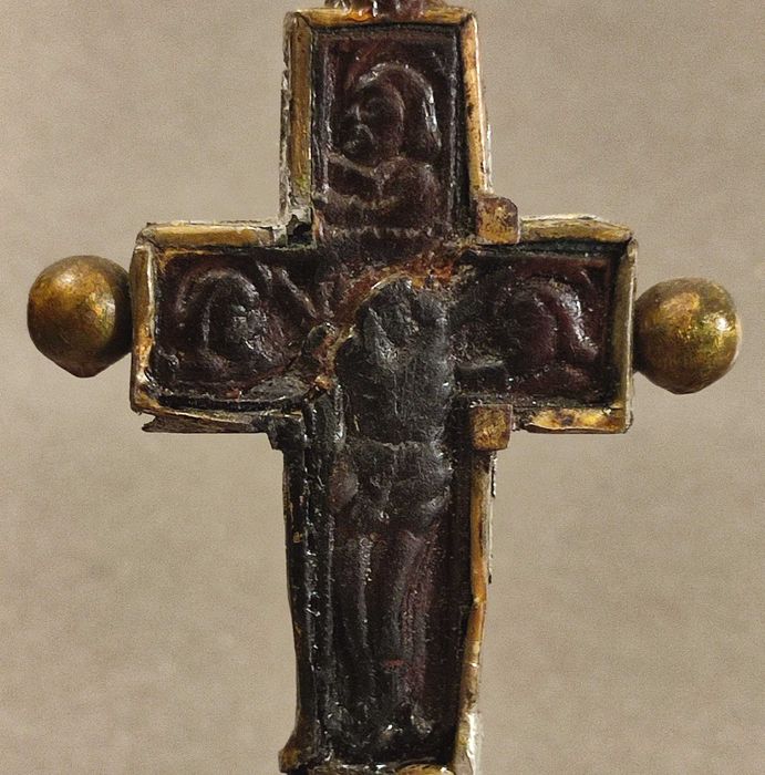Cruce veche ‘Rastignirea si Botezul Domnului’, lemn sculptat -RARA