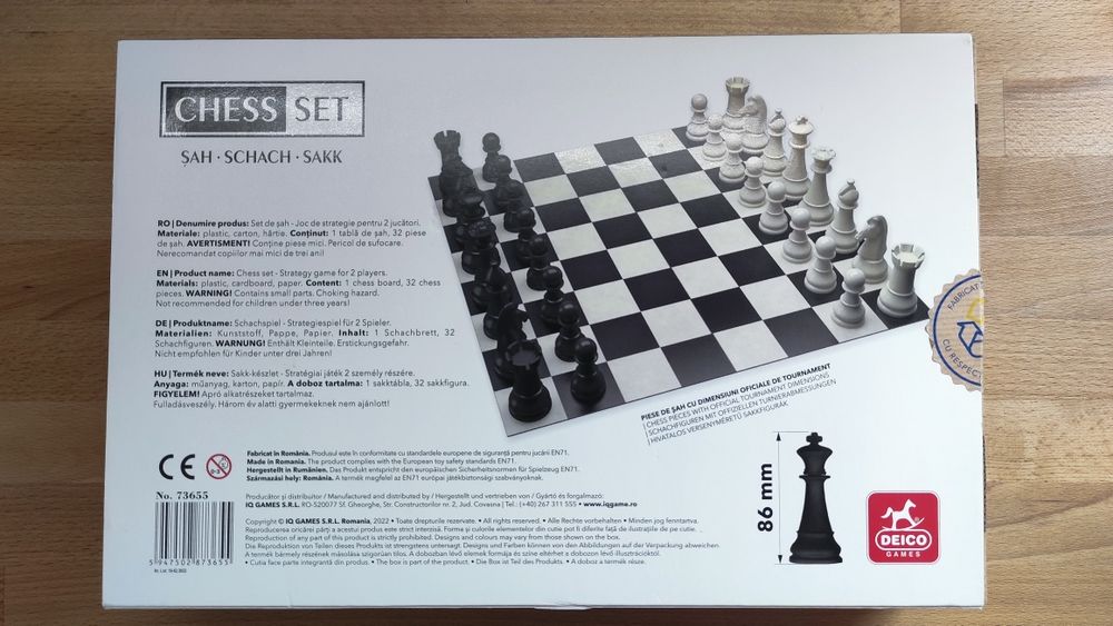 Set Șah Deico Games – piese dimensiuni oficiale de turneu – Nou