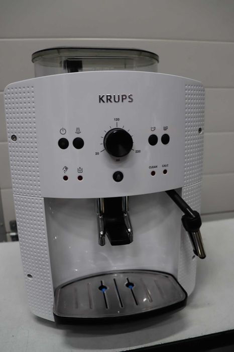 KRUPS Essential White машина за кафе на зърна, кафемашина, мелачка за зърна, машина за еспресо, 2 чаши, автоматично почистване, дюза за пара, капучино