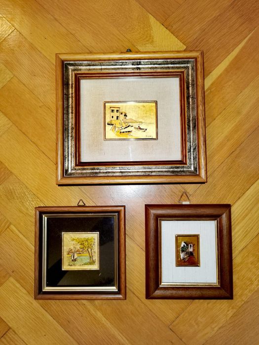 Антикварна миниатюра от 23 кт. златно фолио маркирана оригинална рядка