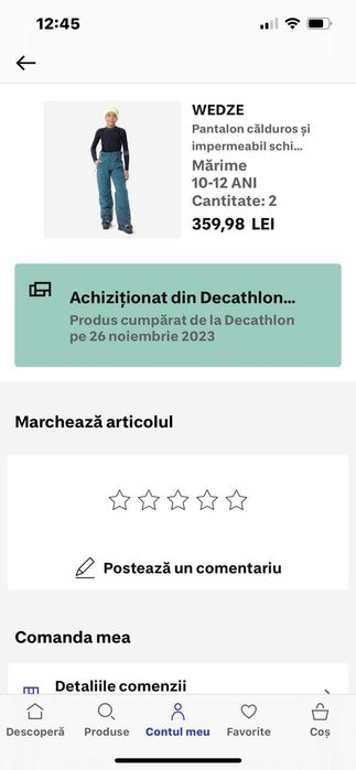 Pantaloni ski impermeabili Wedze, Decathlon 10 - 12 ani si 12 - 14 ani