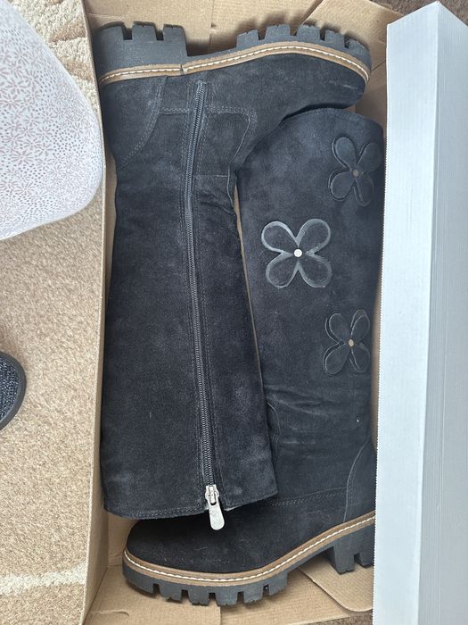 Cizme piele intoarsa natuala