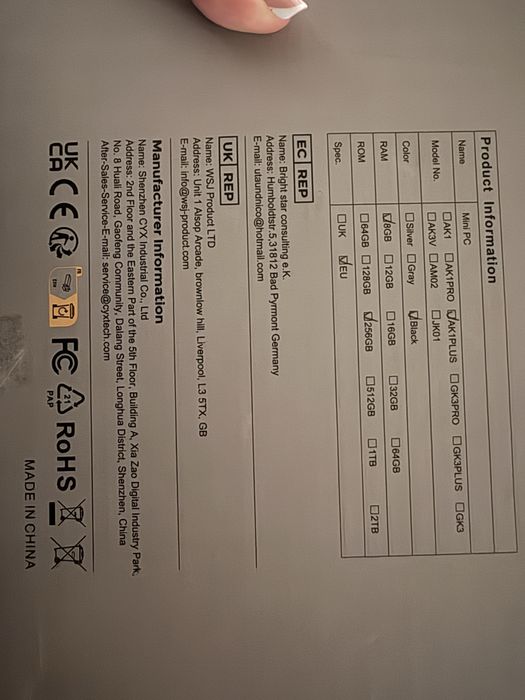 Mini pc Nipogi 8gb/256GB