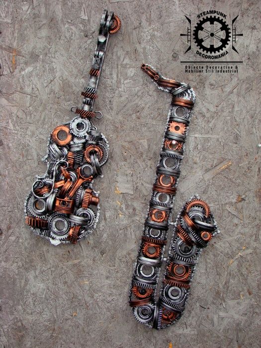 Sculpturi decorative ÏNSTRUMENTE MUZICALE- stil industrial steampunk.