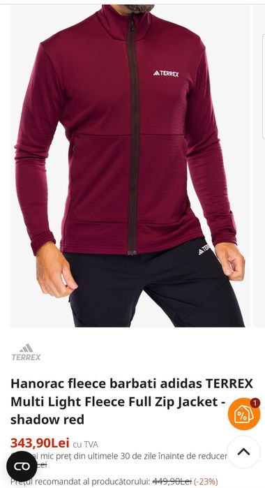 Hanorac, jacheta Adidas TERREX Multi Light Fleece Full Zip nr XL (men)