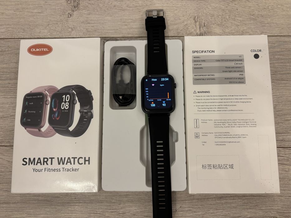 Smartwatch 1.83 IPS, IP68, BT Call, SpO2, HR, Sleep, baterie mare