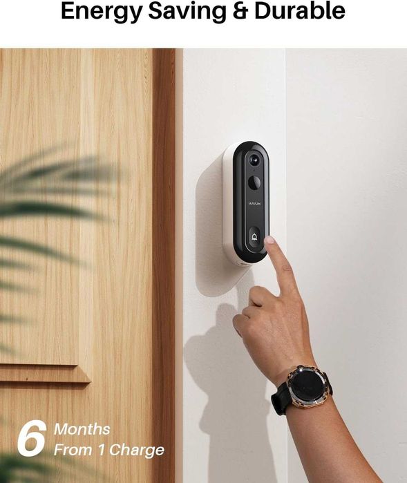 WUUK 2K HD Wi-Fi звънец с камера, двупосочна аудио функция