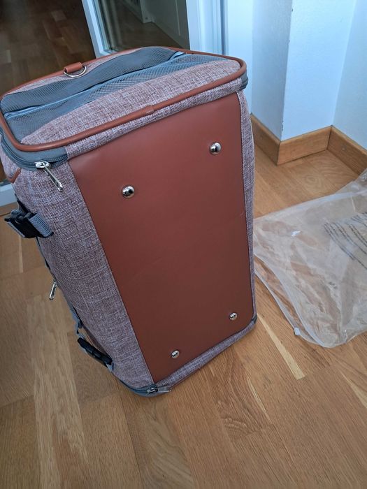 Geanta pentru animale de companie, de mana, 46x26x28 cm, roz deschis