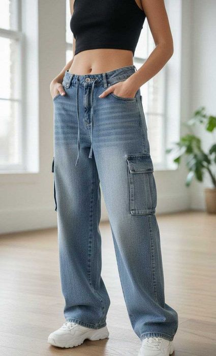 Продаю джинсы карго(Корея). Состояние идеальное(пару раз надевала)