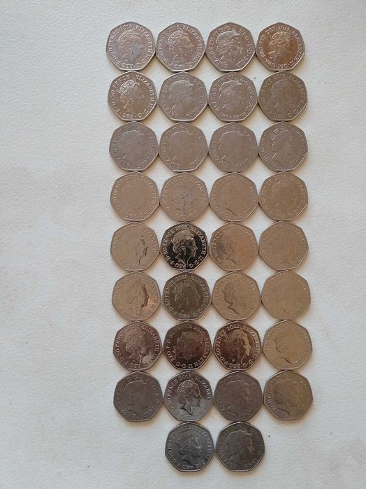 Английски Монети 50p Английски Пенс. Колекция от Най-Редките, Юбилейни и Скъпи 50 Пенса